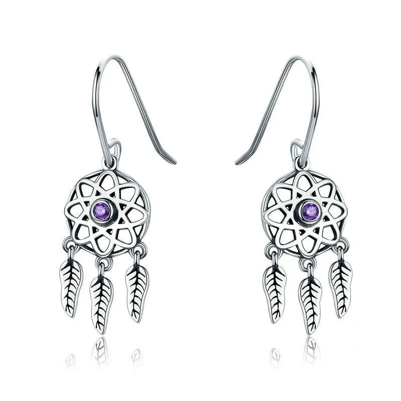 Dream Catcher 925 Sterling Silver Drop Earrings