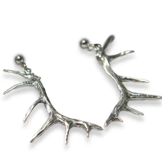 Elk Antler Earrings - Sterling Silver