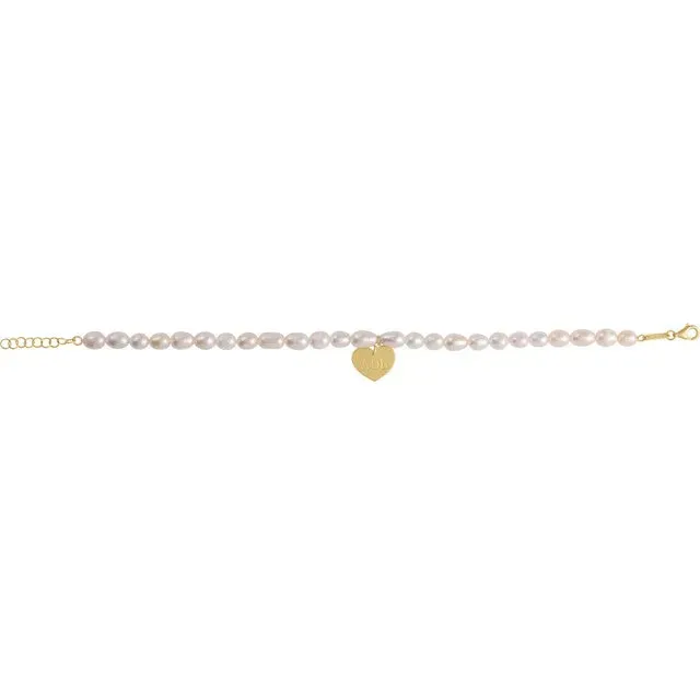 Engraveable Pearl Bracelet | 14k Yellow Gold