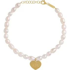 Engraveable Pearl Bracelet | 14k Yellow Gold