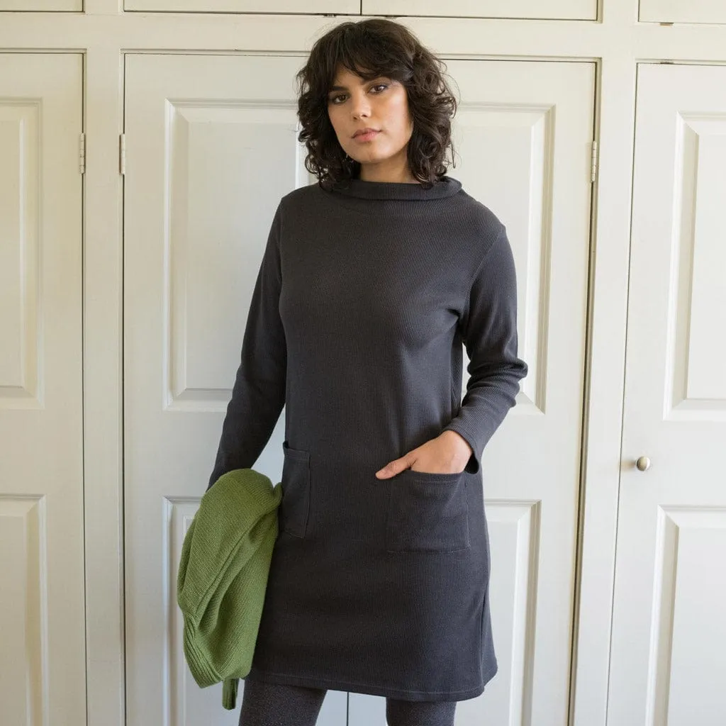 Erica Casual Waffle Textured Jersey Dress | Grey