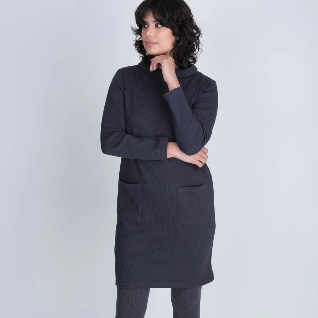 Erica Casual Waffle Textured Jersey Dress | Grey