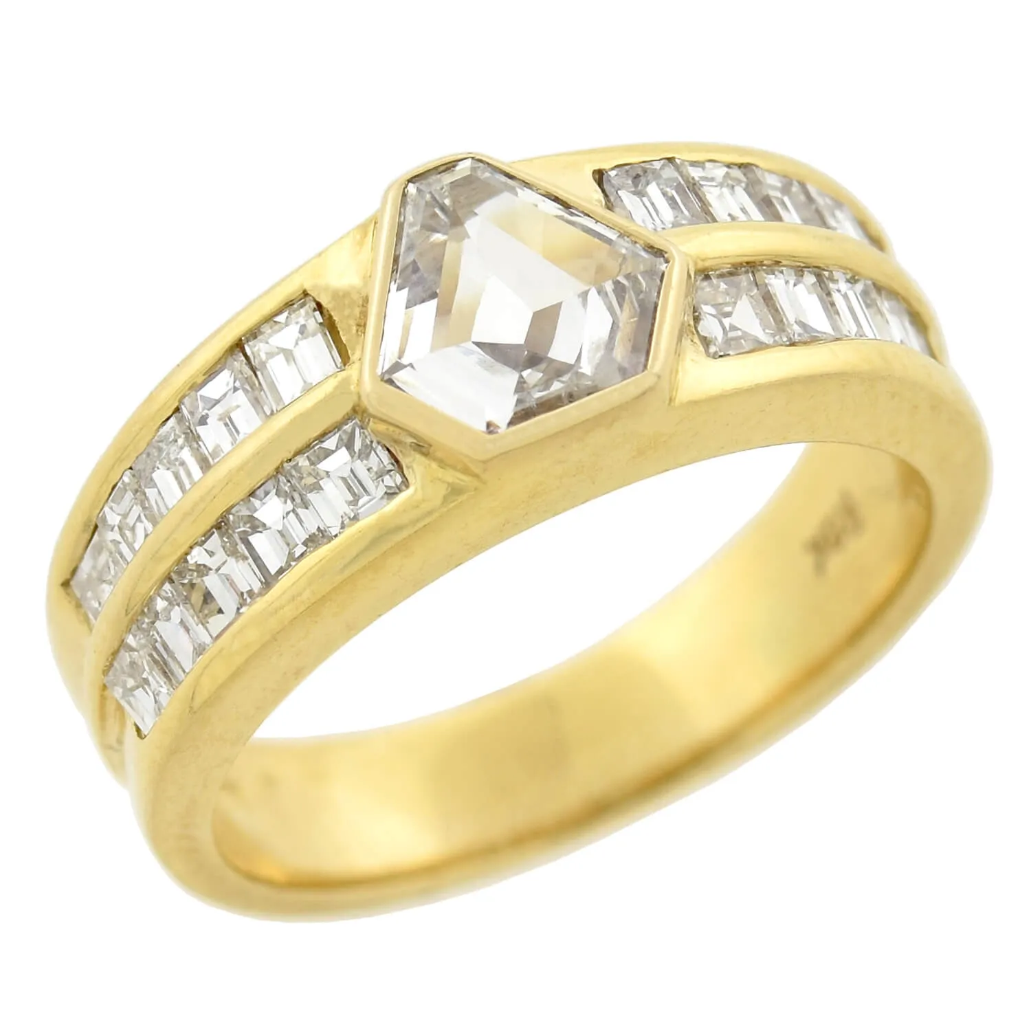 Estate 14kt 0.60ct Kite-Shaped Diamond Ring 1.60ctw