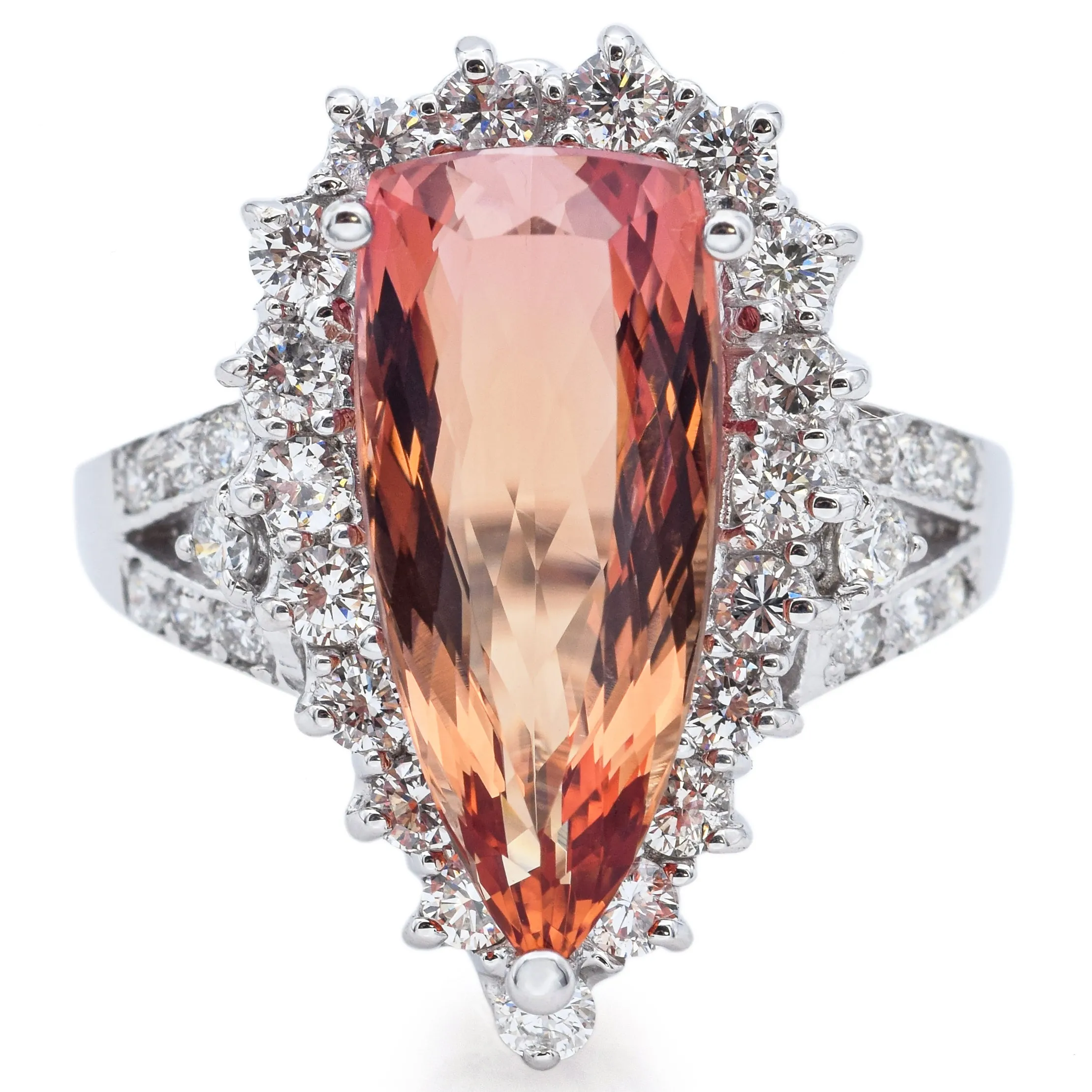 Estate 18K Gold 7.47Ct Mais Fino Imperial Topaz & 1.30 TCW Diamond Cocktail Ring