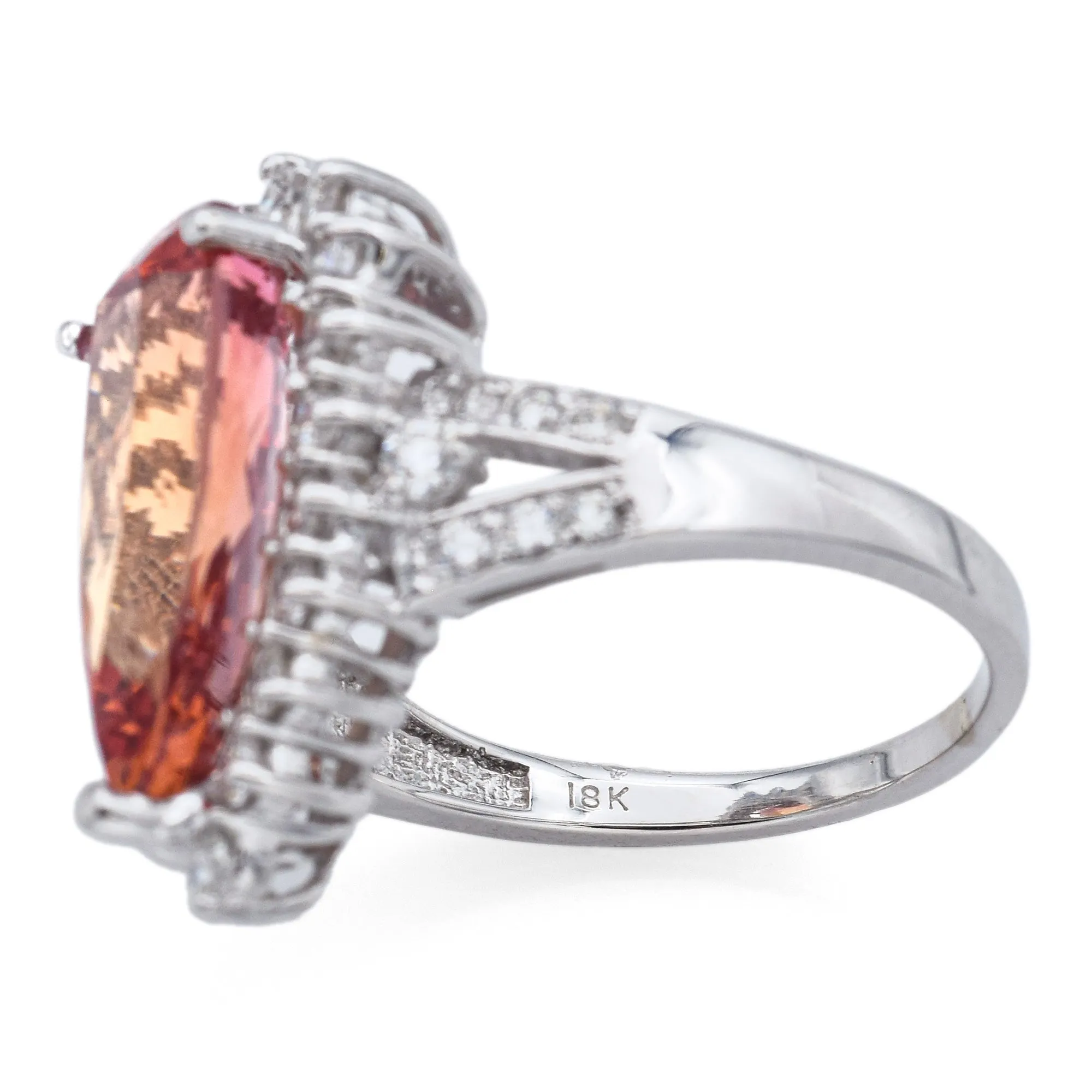 Estate 18K Gold 7.47Ct Mais Fino Imperial Topaz & 1.30 TCW Diamond Cocktail Ring