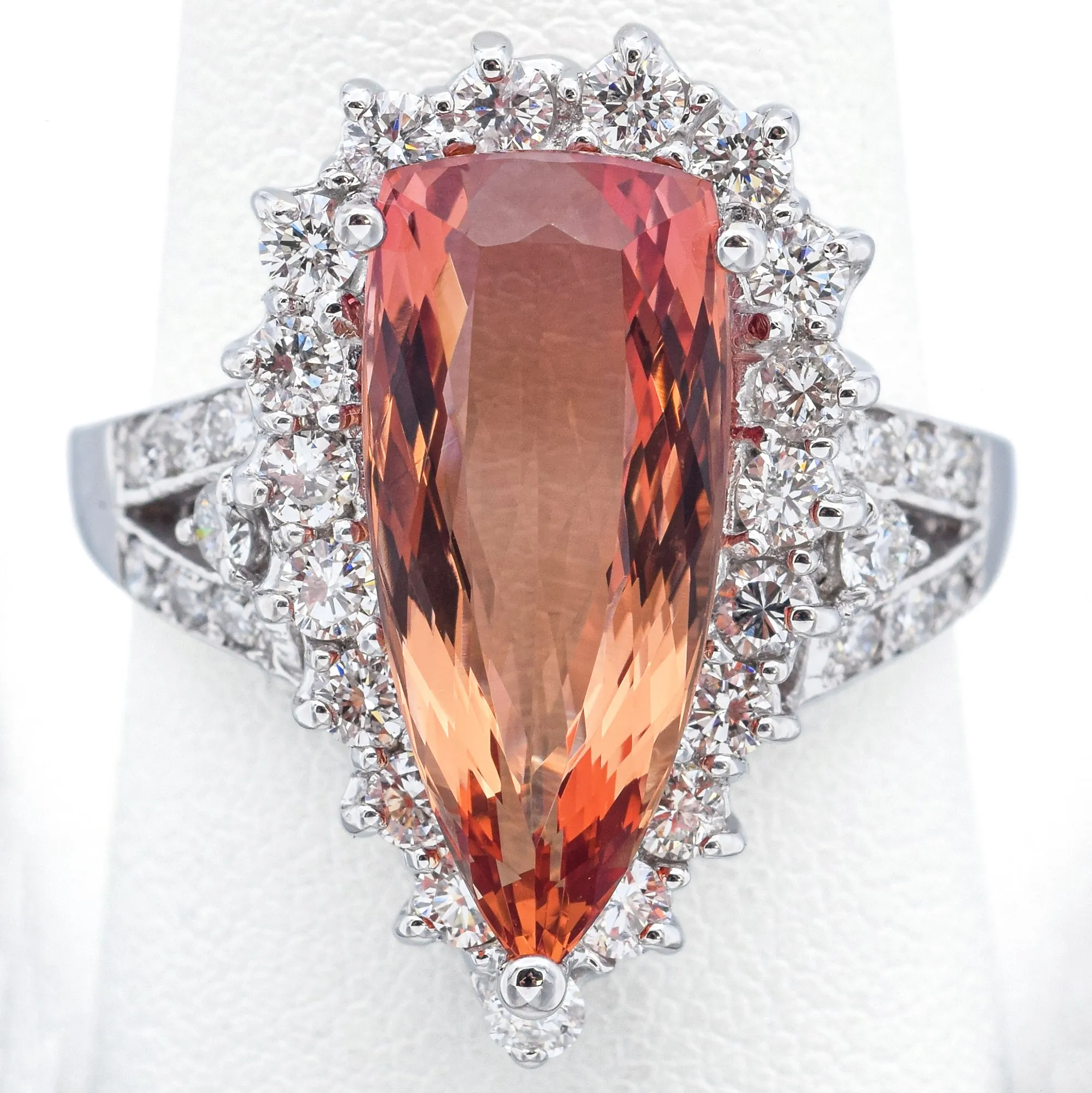 Estate 18K Gold 7.47Ct Mais Fino Imperial Topaz & 1.30 TCW Diamond Cocktail Ring