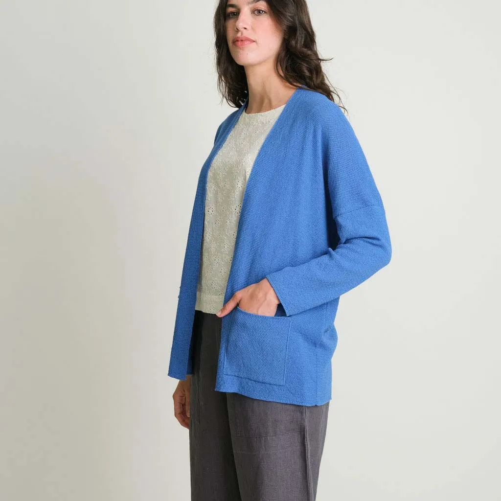 Eva Organic Cotton Open Cardigan | Blue