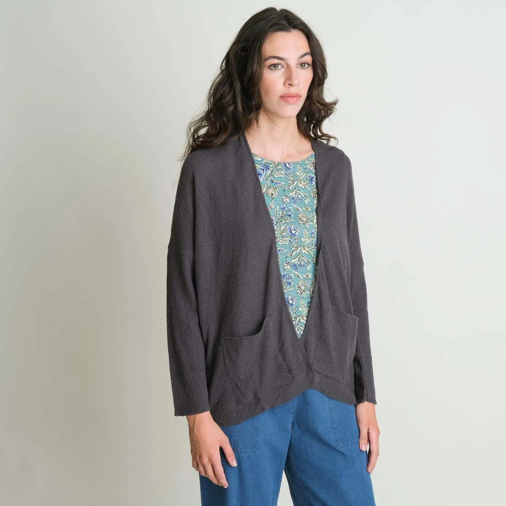 Eva Organic Cotton Open Cardigan | Dove Grey