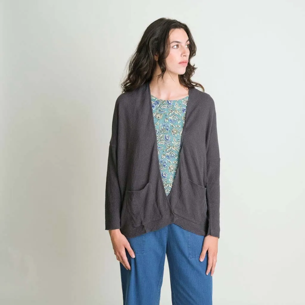 Eva Organic Cotton Open Cardigan | Dove Grey