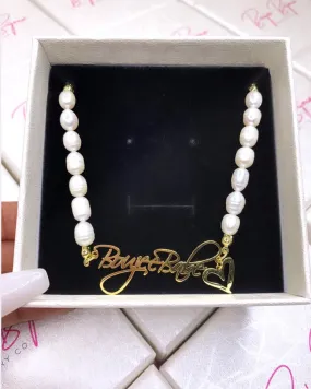 Fancy Pearl Heart nameplate