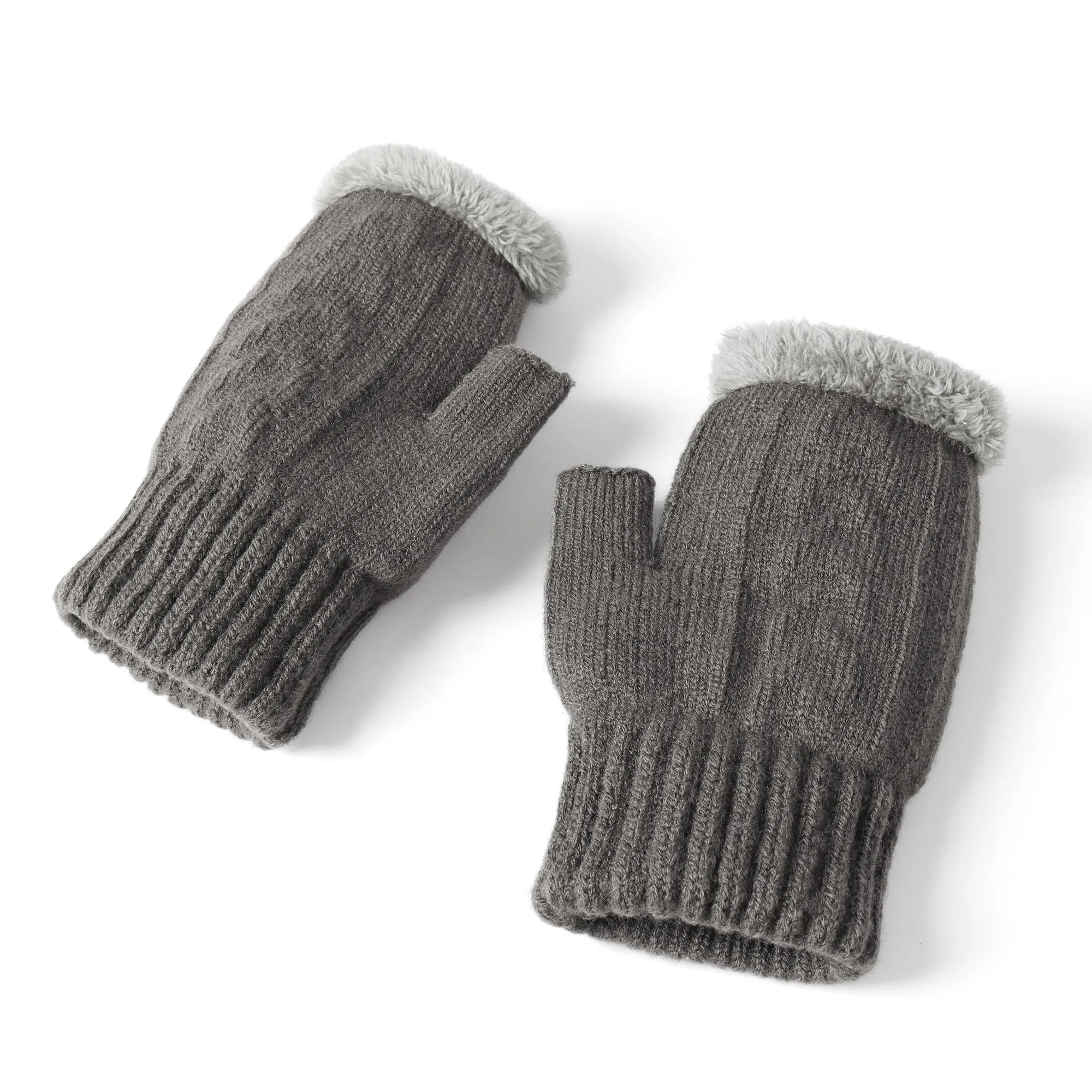 Fingerless Ultra Plush Knit Gloves