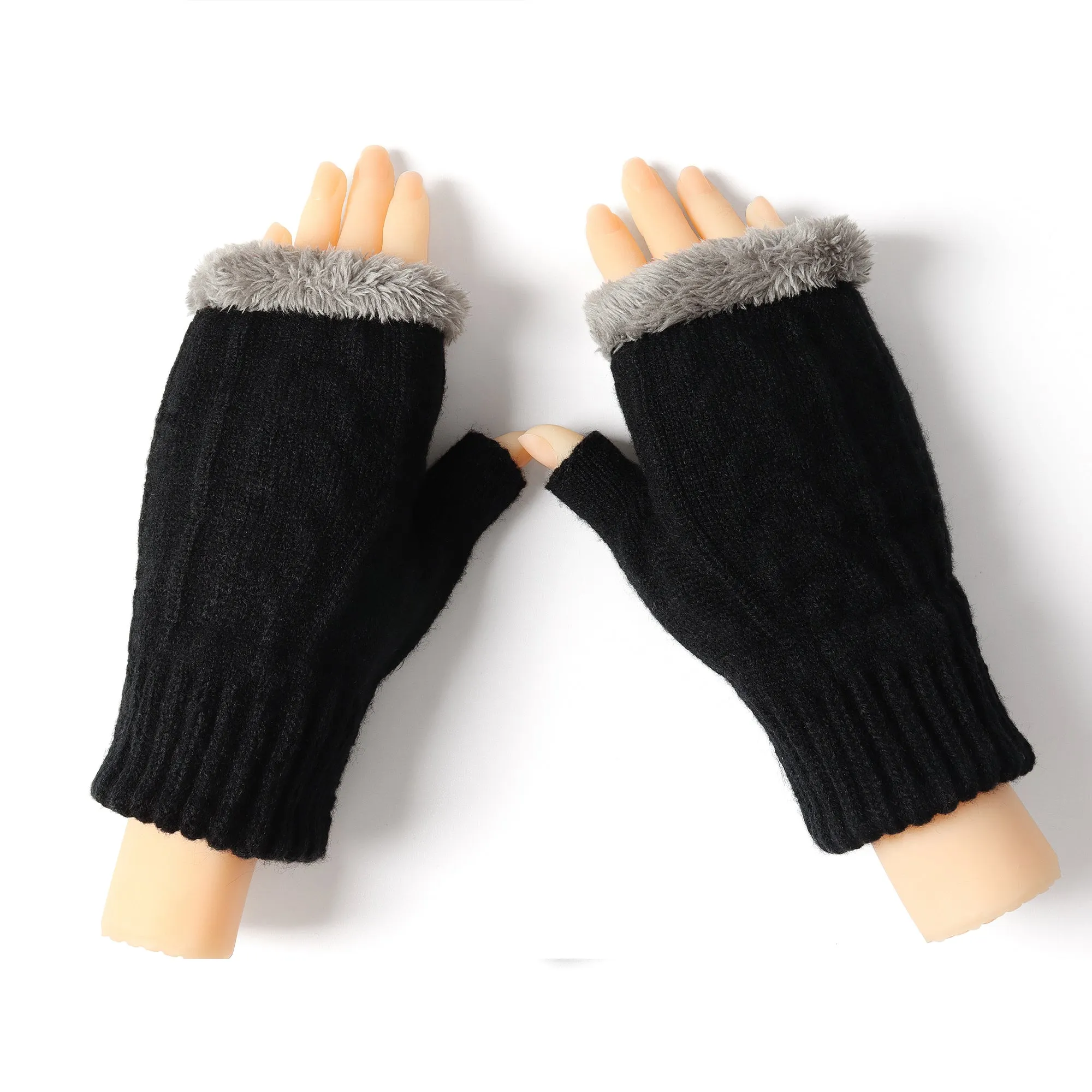 Fingerless Ultra Plush Knit Gloves