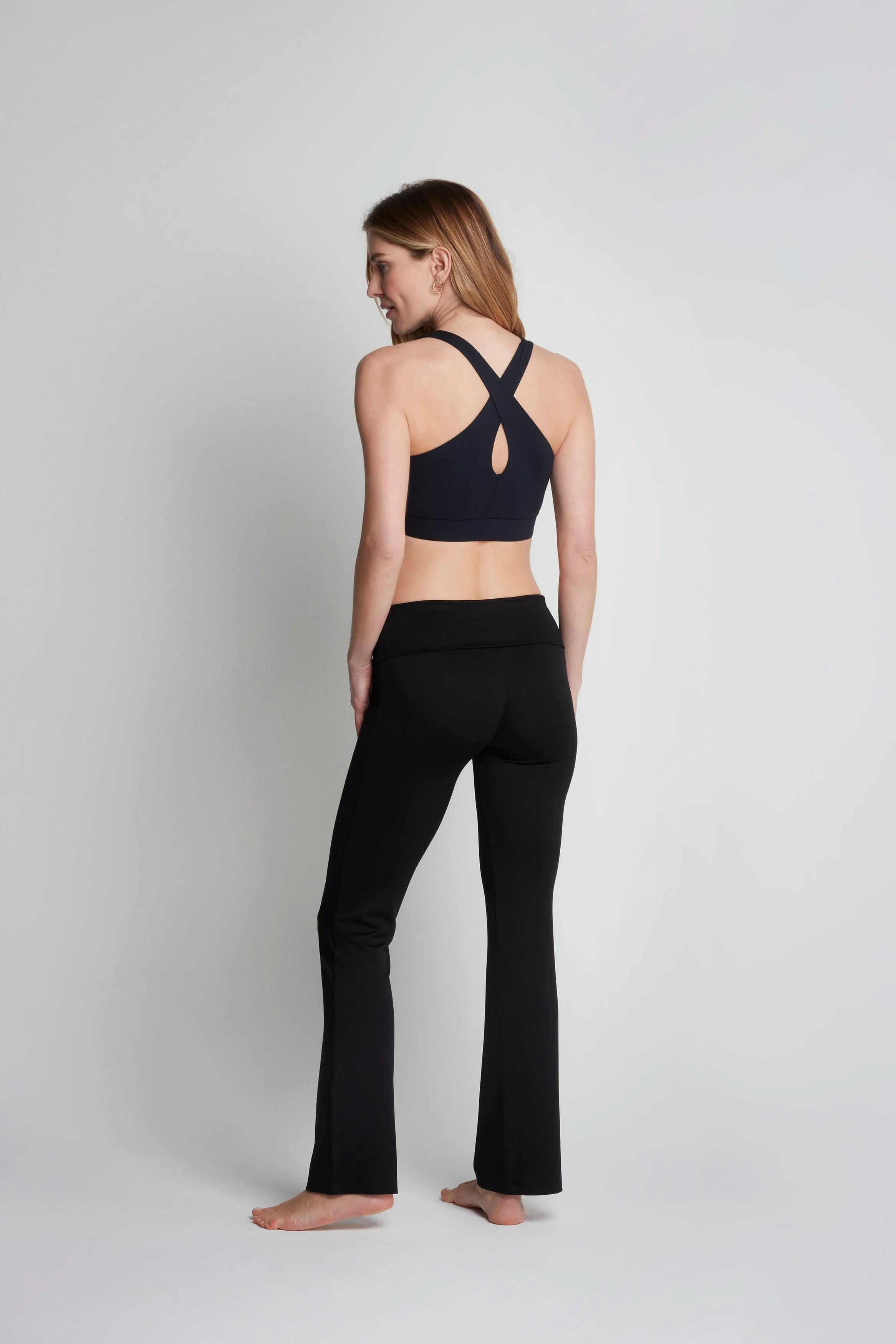 Flared Micro TENCEL Modal Pilates Trousers | Black