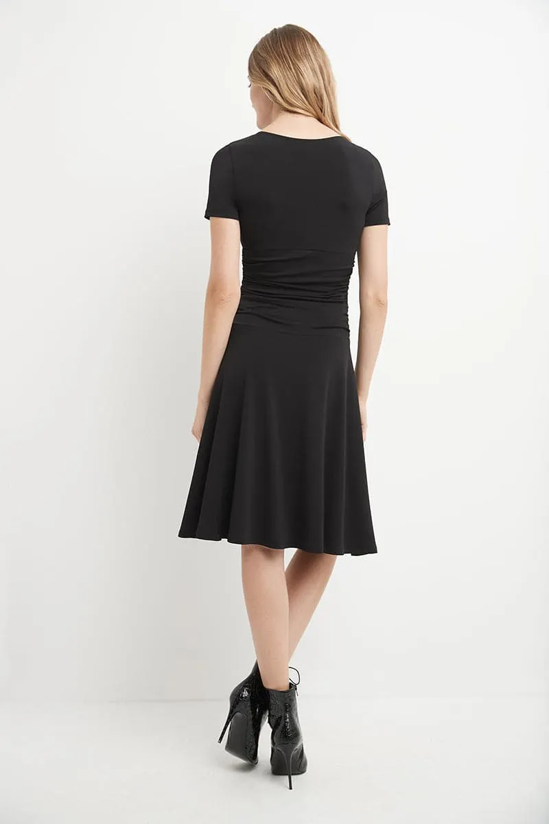 Form-fitting Short Sleeve Dress with Ruching