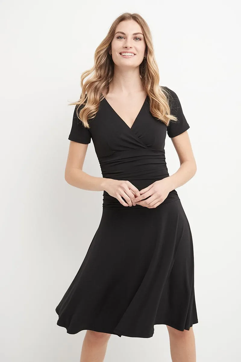 Form-fitting Short Sleeve Dress with Ruching