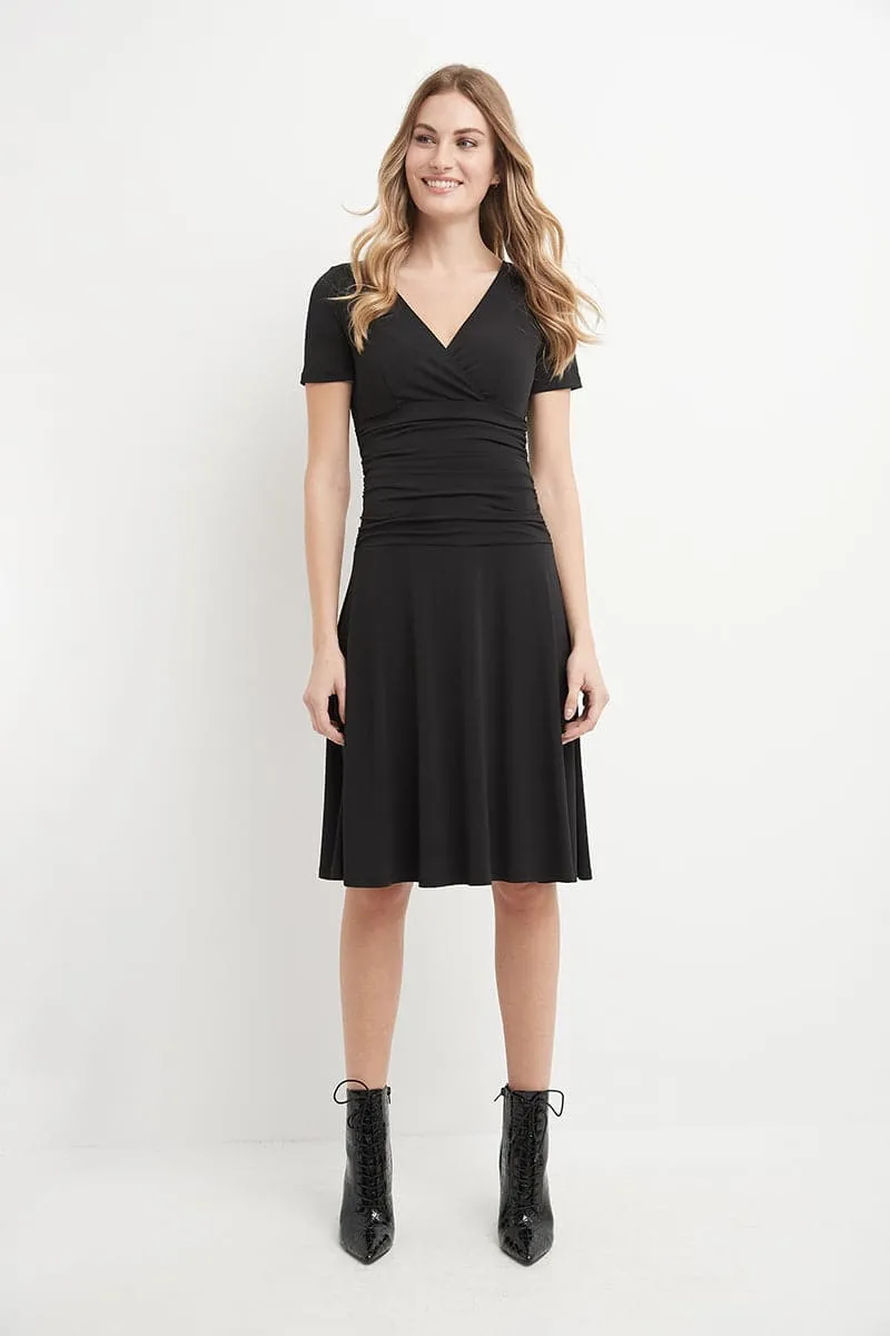 Form-fitting Short Sleeve Dress with Ruching