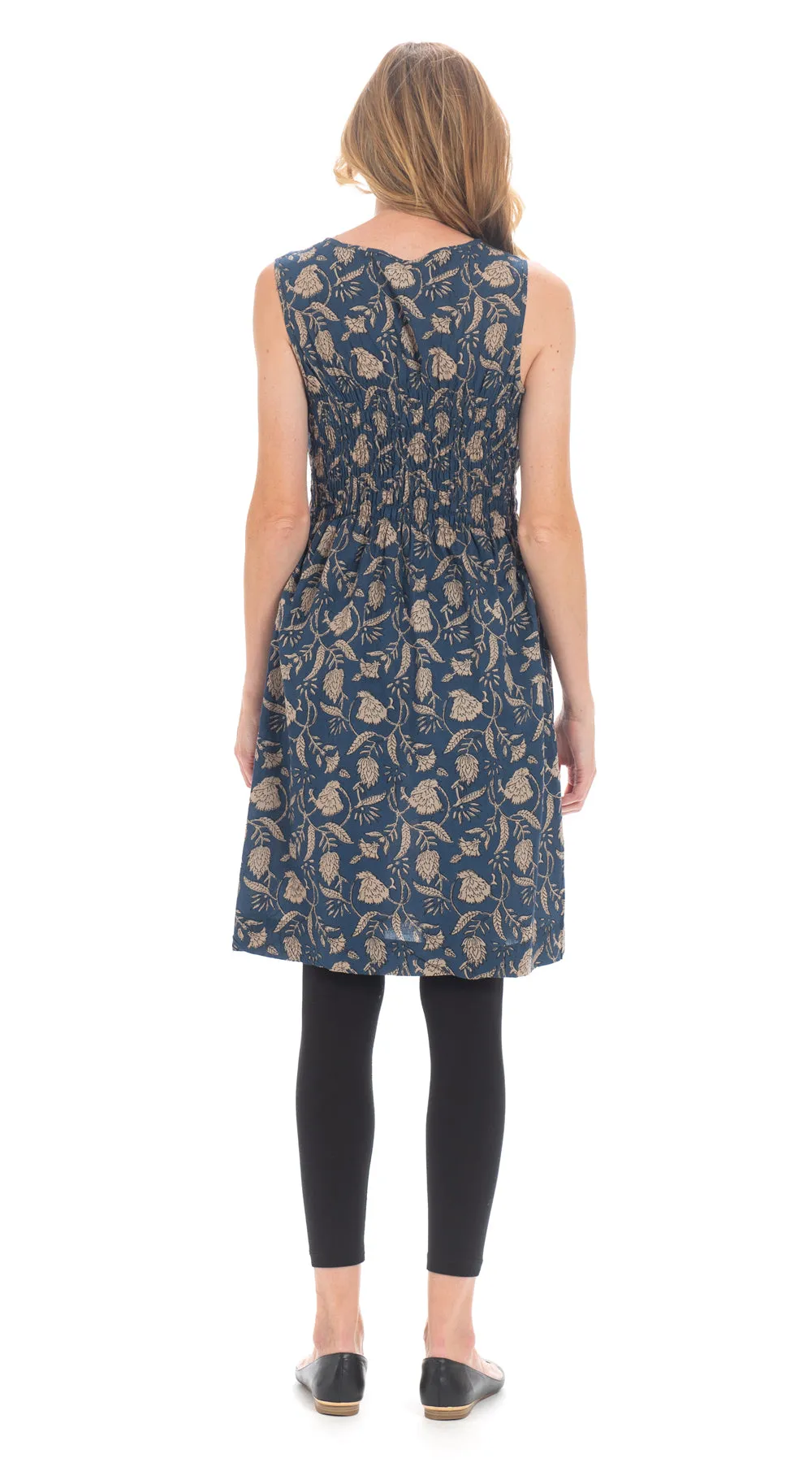 Frankie Dress - sapphire blockprint - org.cotton