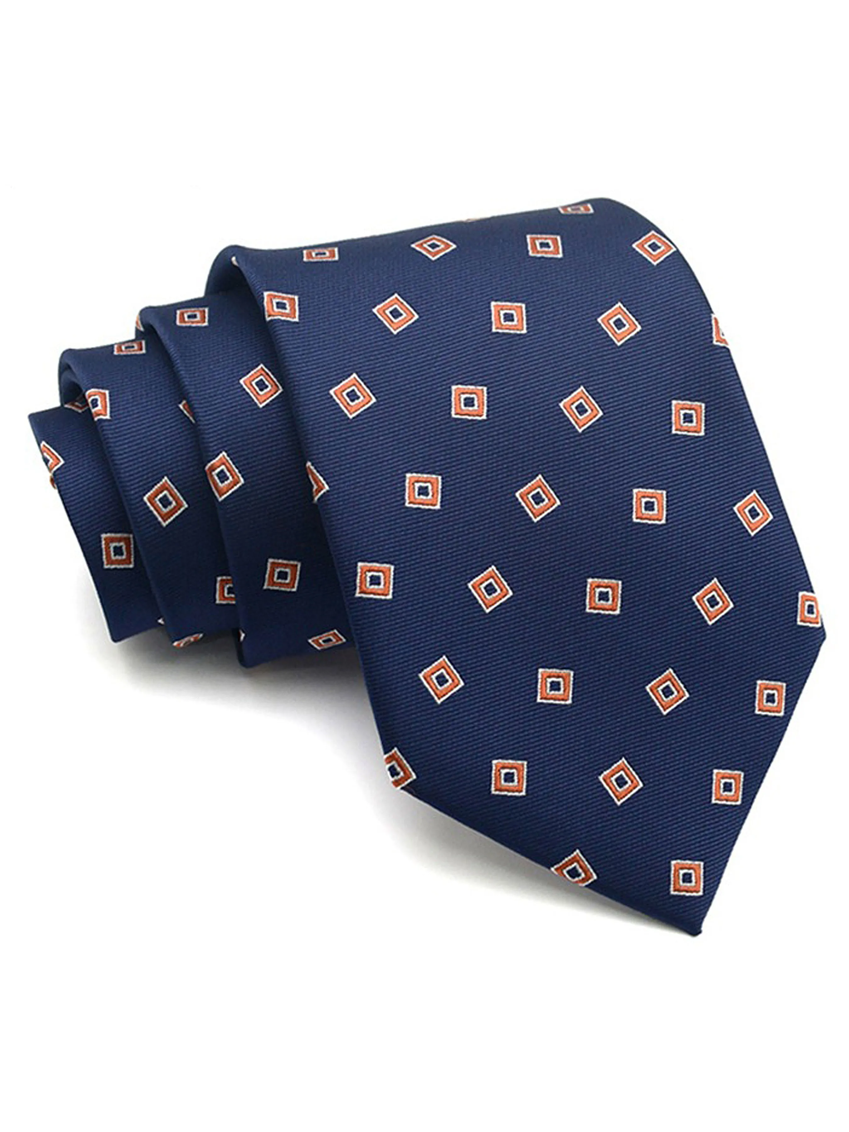 Geometric Square Tie - Navy Blue