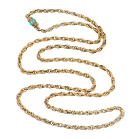 Georgian 15kt Twisted Rope Chain with Etruscan Turquoise Clasp