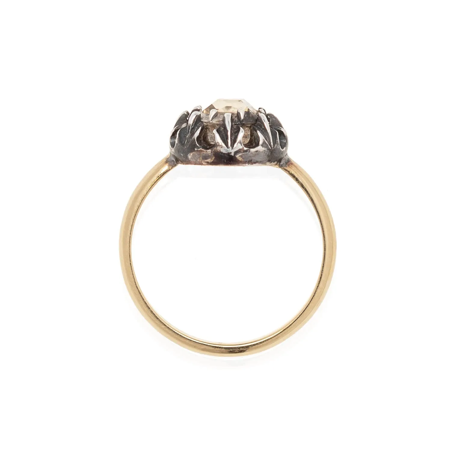 Georgian Conversion 18kt/Sterling Table Cut Diamond Ring 0.65ctw