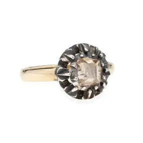 Georgian Conversion 18kt/Sterling Table Cut Diamond Ring 0.65ctw