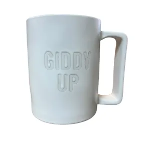 'Giddy Up' Organic Ceramic Mug in White - 16 oz.