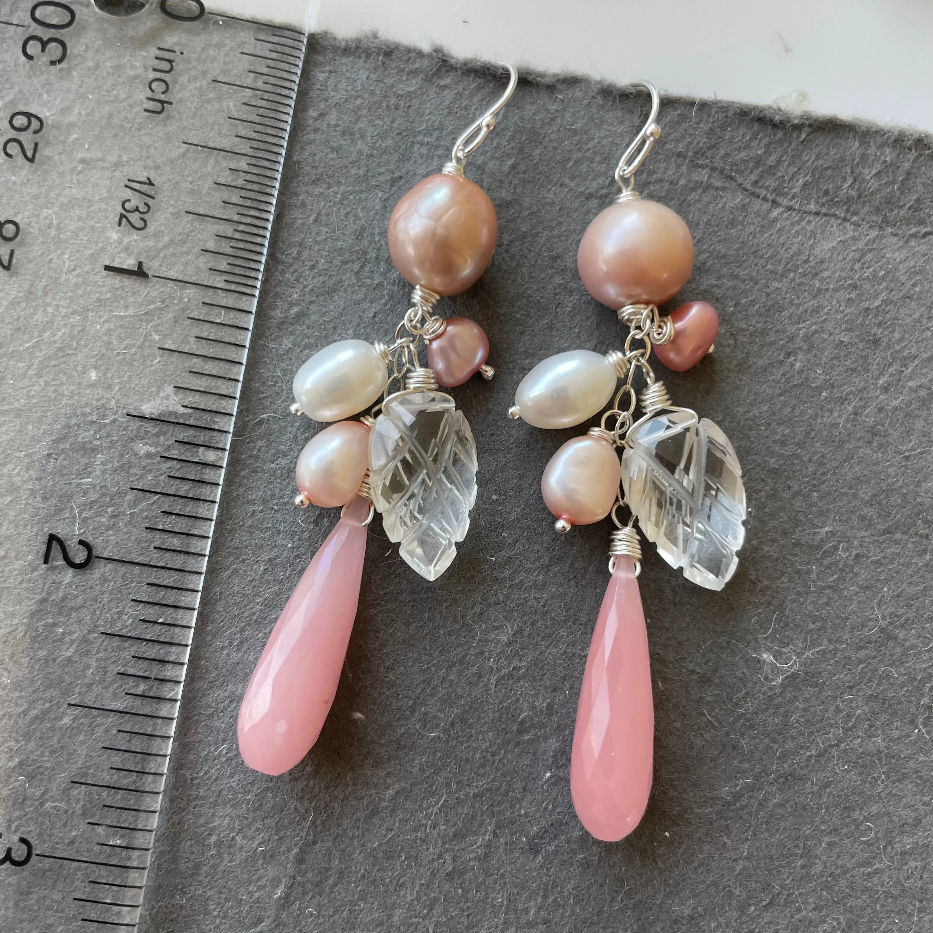 Guava Quartz and gemstone dangles