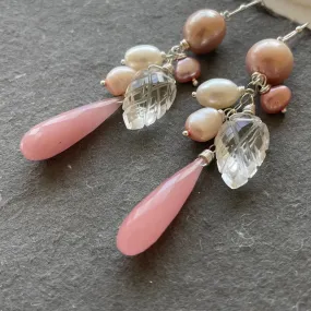 Guava Quartz and gemstone dangles