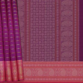 Handwoven Magenta with Pink Kanchipuram Silk Cotton Saree - 2177T010876DSC