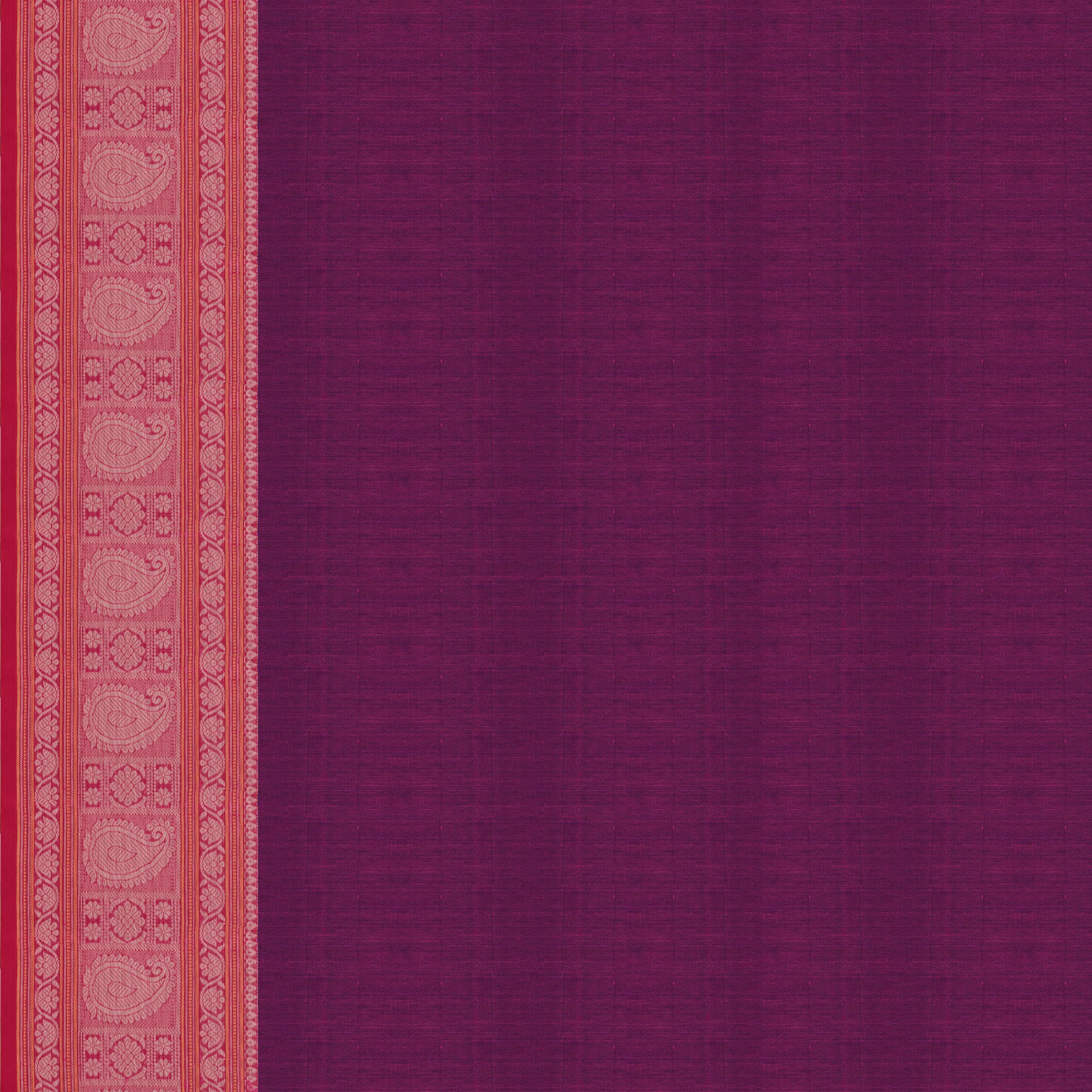 Handwoven Magenta with Pink Kanchipuram Silk Cotton Saree - 2177T010876DSC