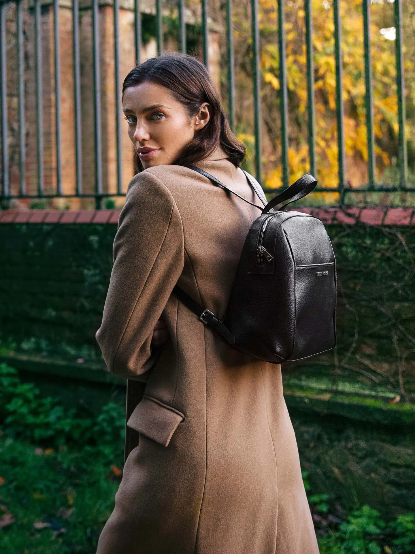 Hazel MIRUM Leather Vegan Backpack | Black & Silver