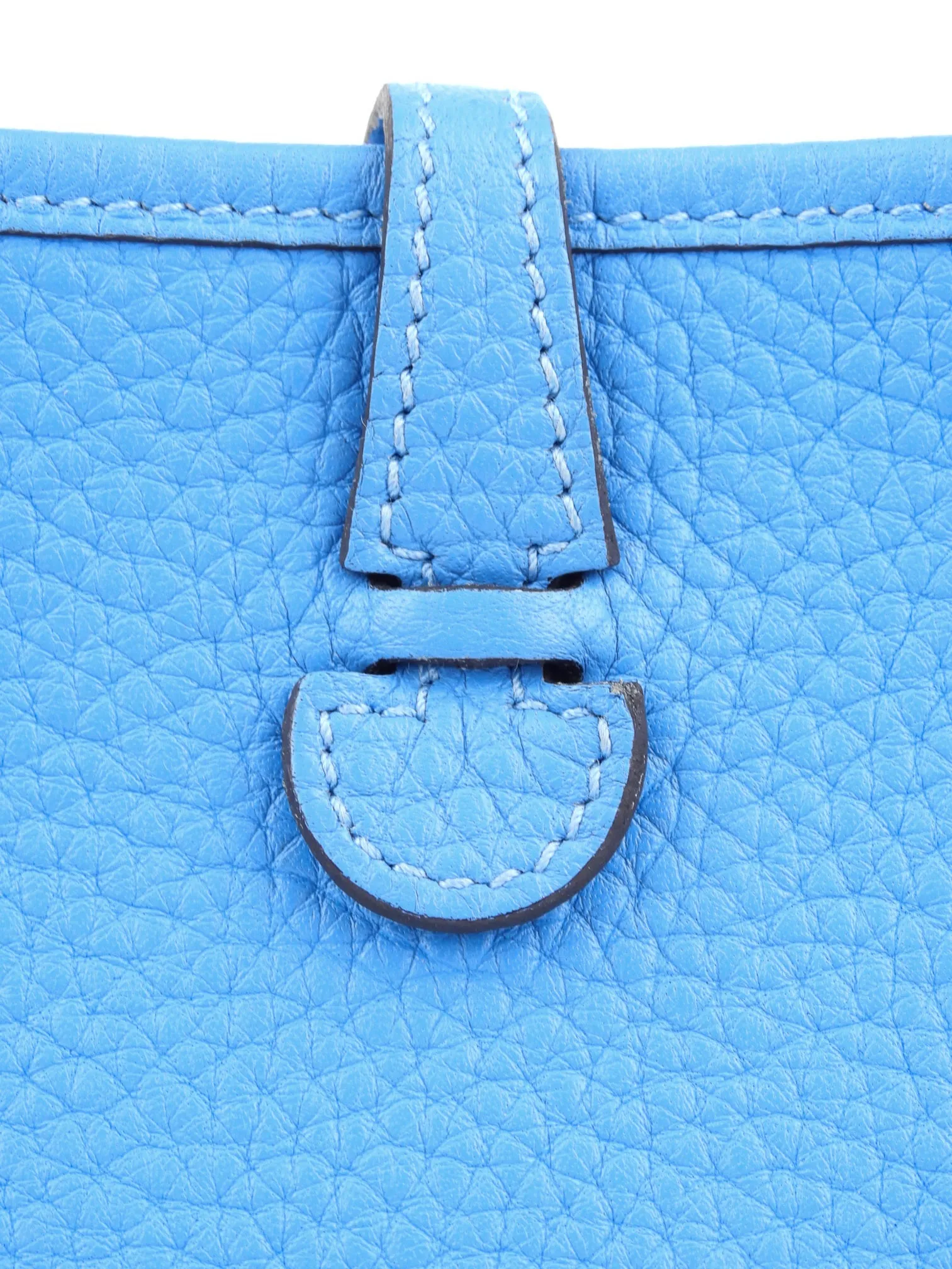 Hermes Blue Clemence Leather Evelyne TPM Mini Crossbody Messenger Bag