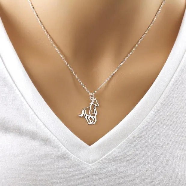 Horse Necklace Sterling Silver For Women Girls Horse Jewelry