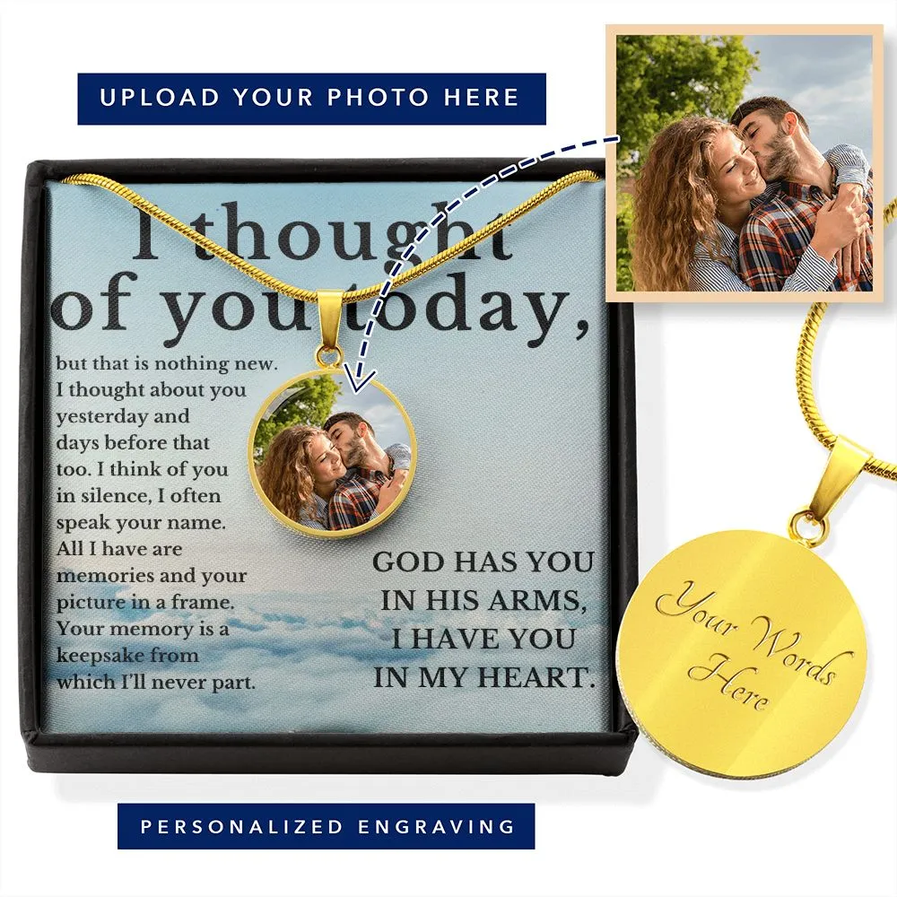 I Thought Of You Today Memorial In Loving Memory Necklace with Custom Photo