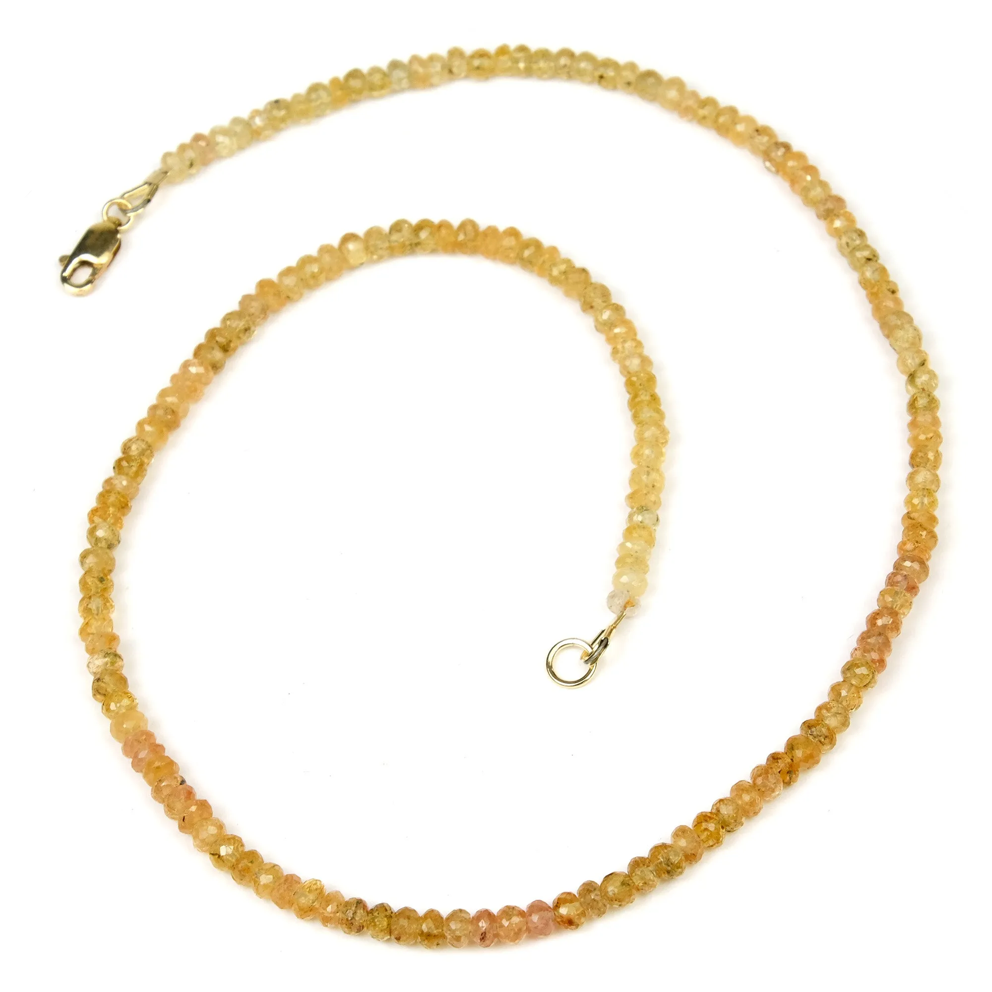 Imperial Golden Topaz 4mm Faceted Rondelle Necklace with Gold Filled Lobster Claw Clasp