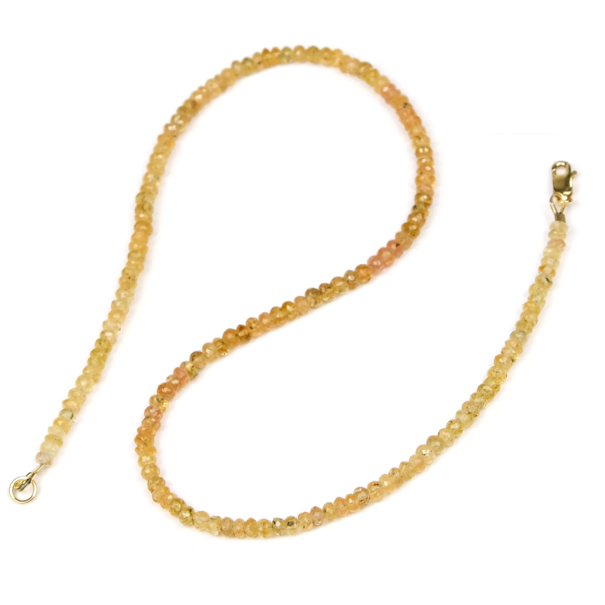 Imperial Golden Topaz 4mm Faceted Rondelle Necklace with Gold Filled Lobster Claw Clasp