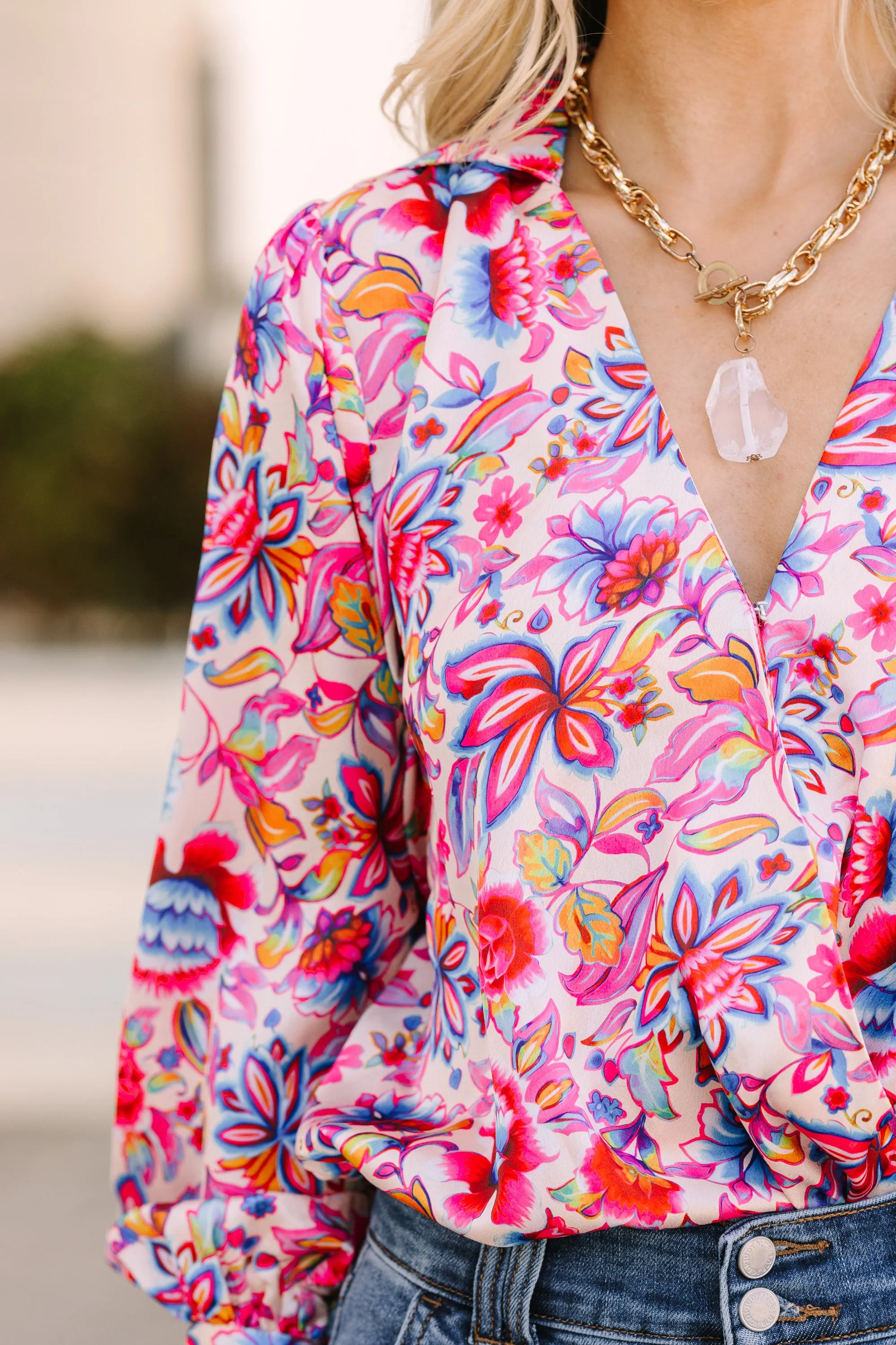 In Your Dreams Pink Floral Bodysuit