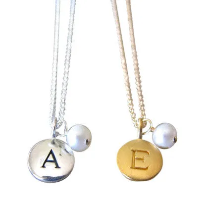 Initial & Pearl Charm Necklace