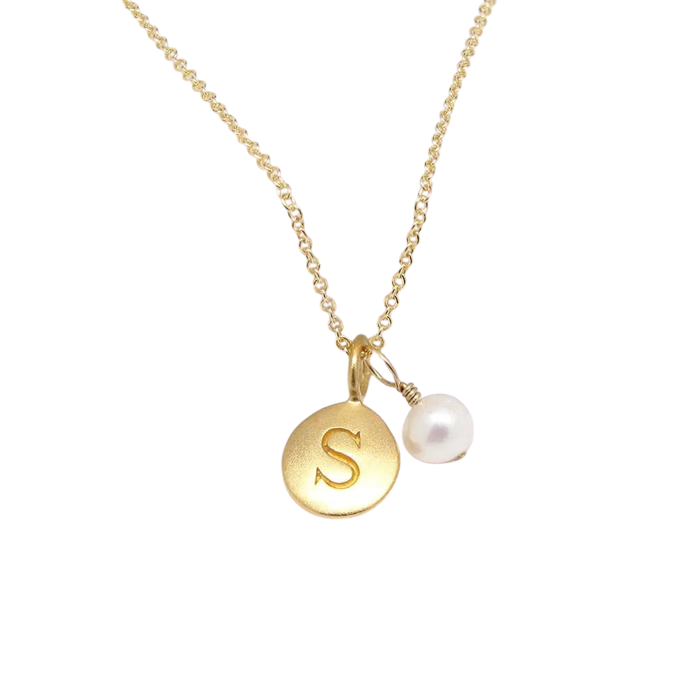 Initial & Pearl Charm Necklace