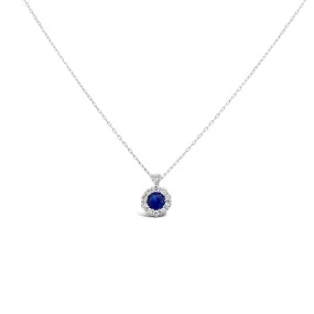 Irisa by Martin Binder Blue Sapphire & Diamond Halo Necklace