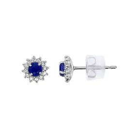 Irisa by Martin Binder Platinum Blue Sapphire & Diamond Halo Stud Earrings