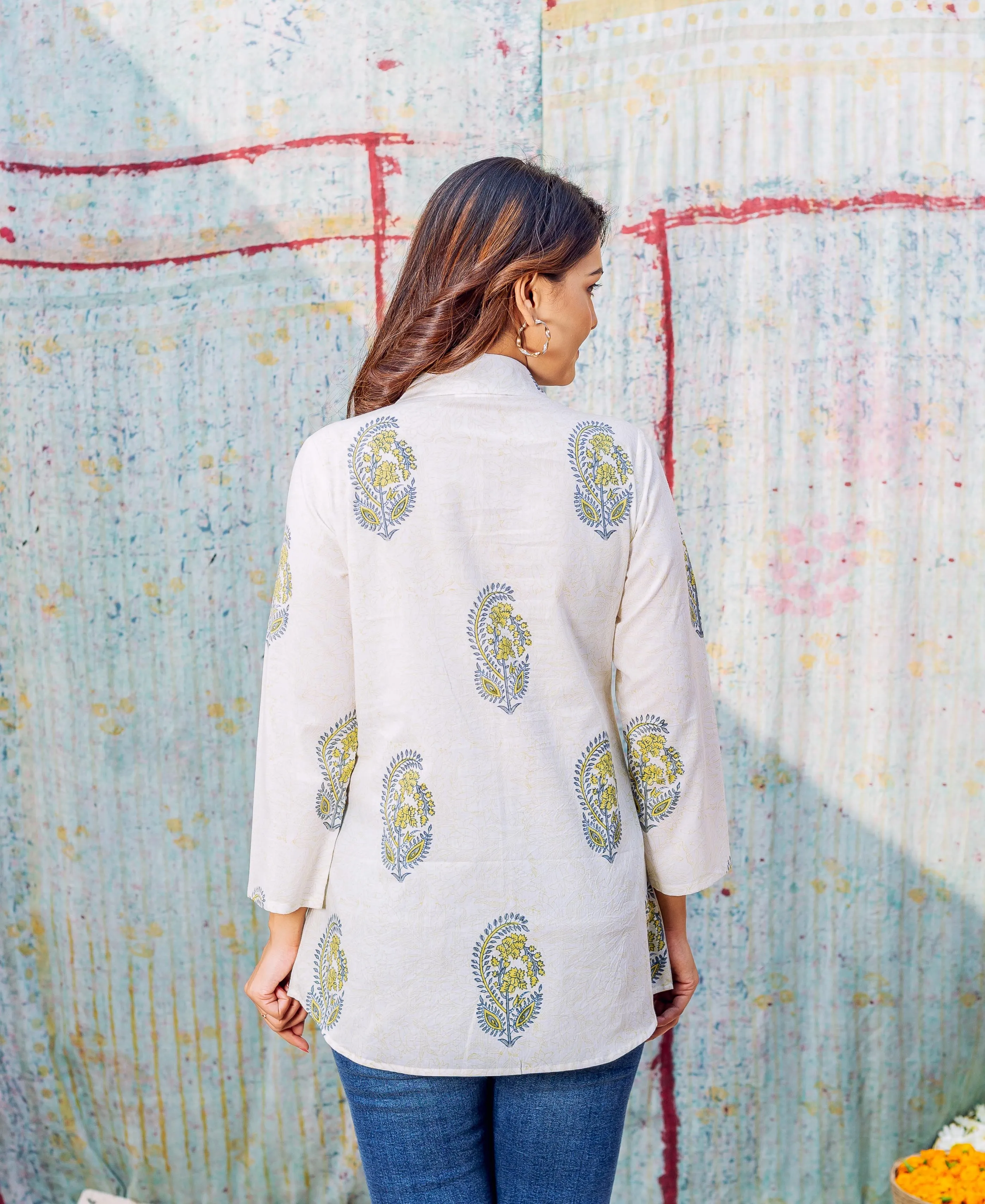 Ivory Motif Hand Printed Top