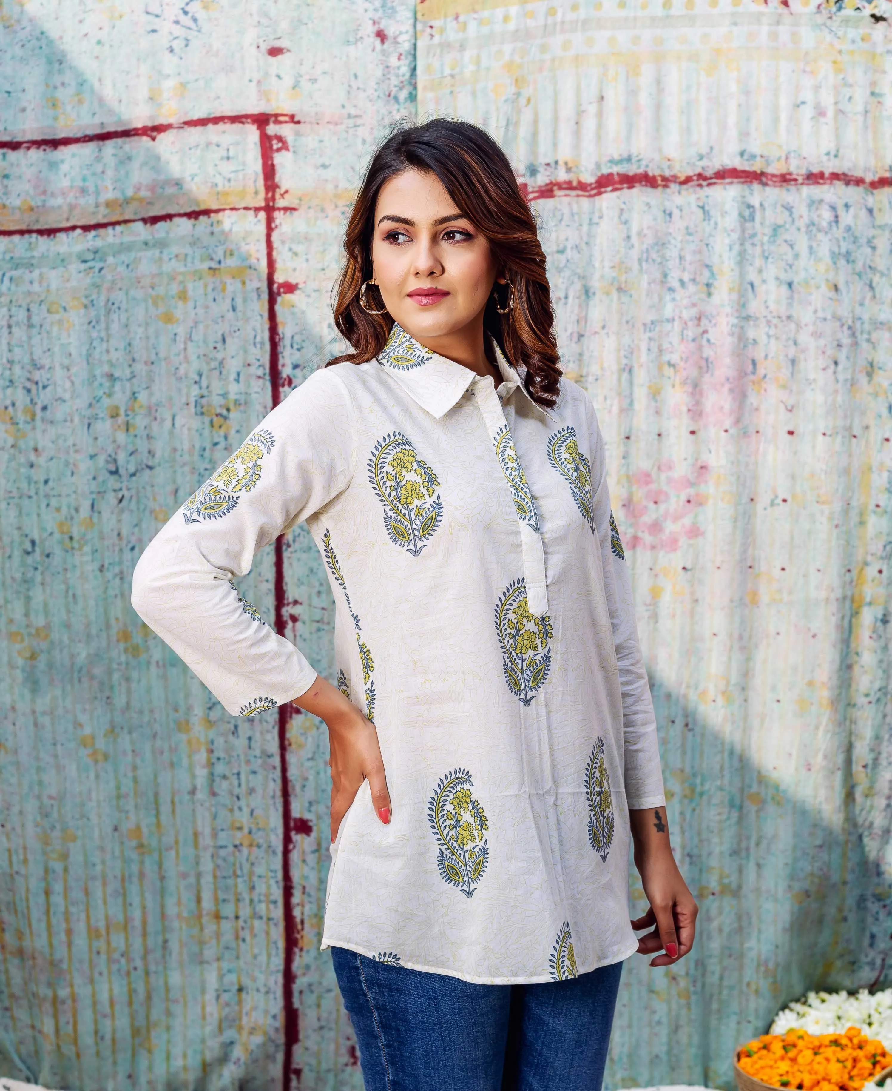 Ivory Motif Hand Printed Top