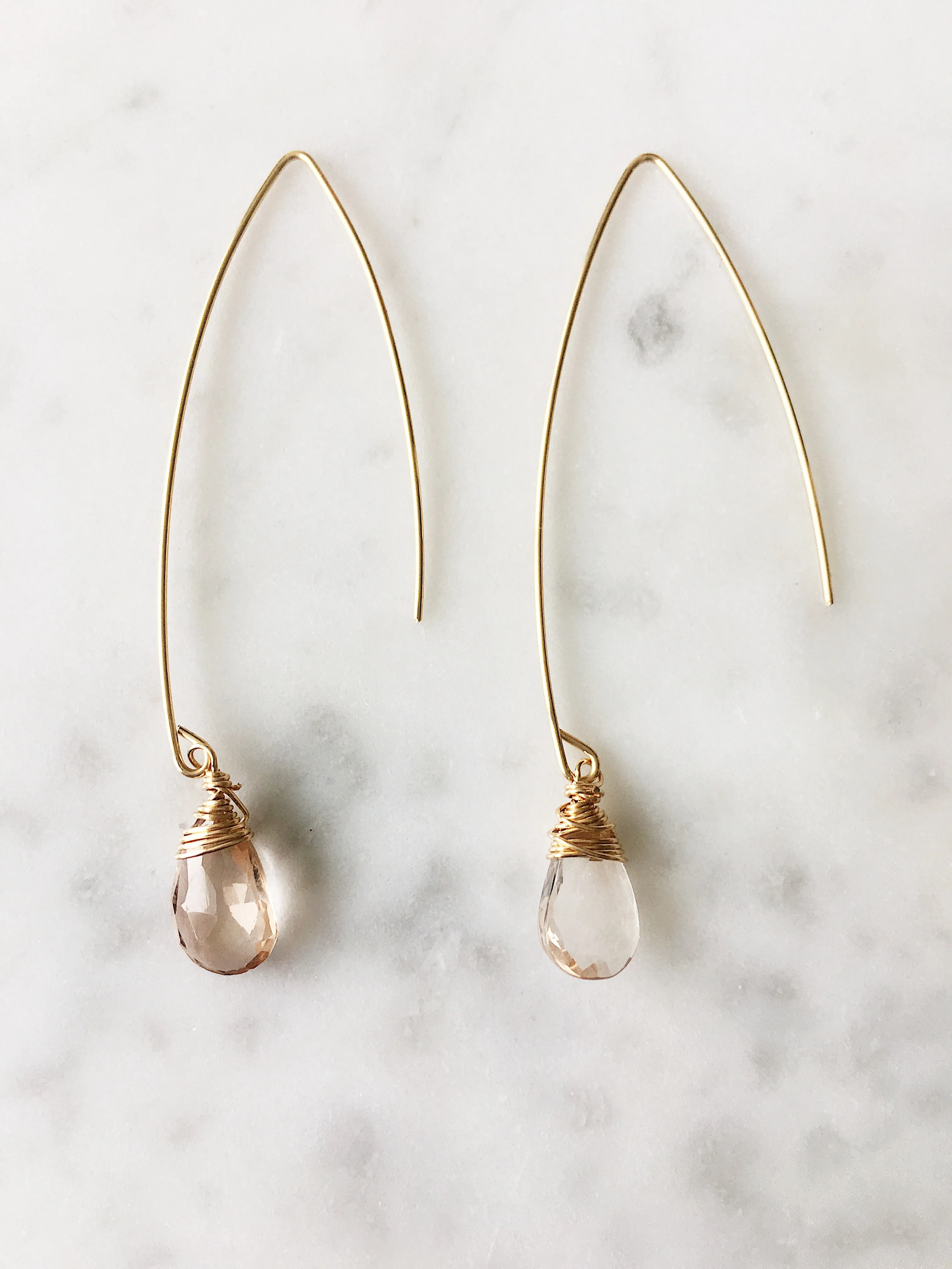 Jill Long Wire Drop Earrings in Imperial Topaz