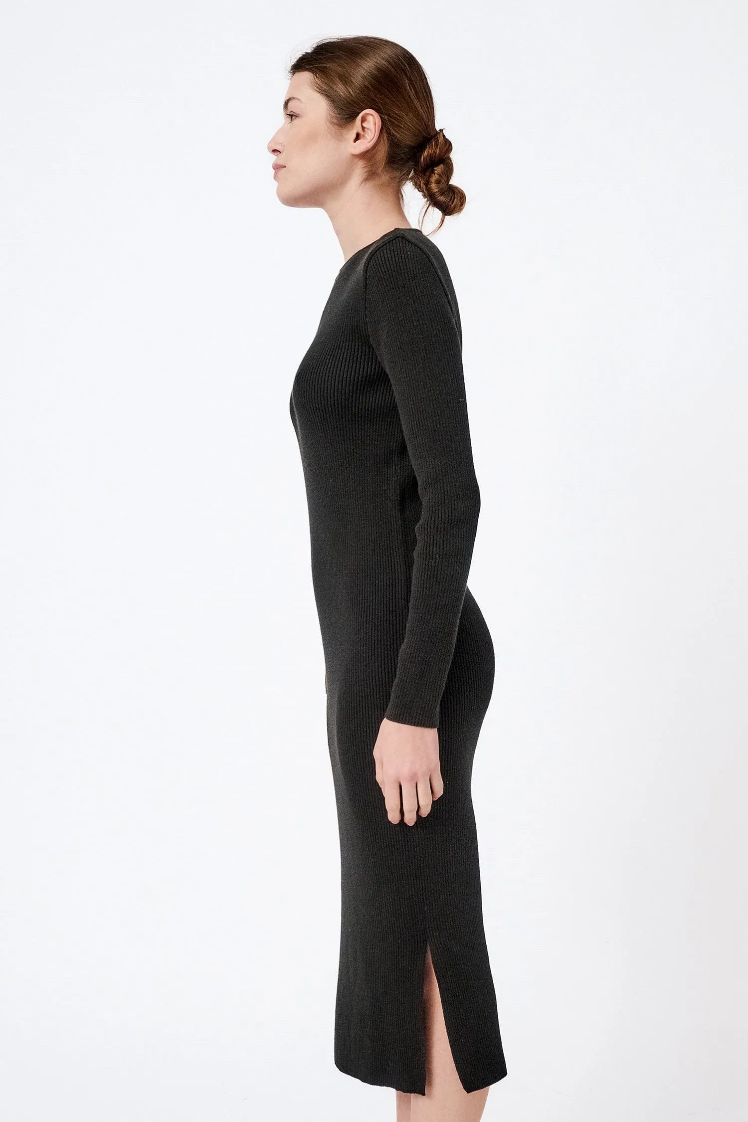 Knitted Long-Sleeved Organic Cotton Boat Neck Dress | Multiple Colours