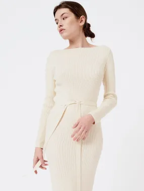 Knitted Long-Sleeved Organic Cotton Boat Neck Dress | Multiple Colours