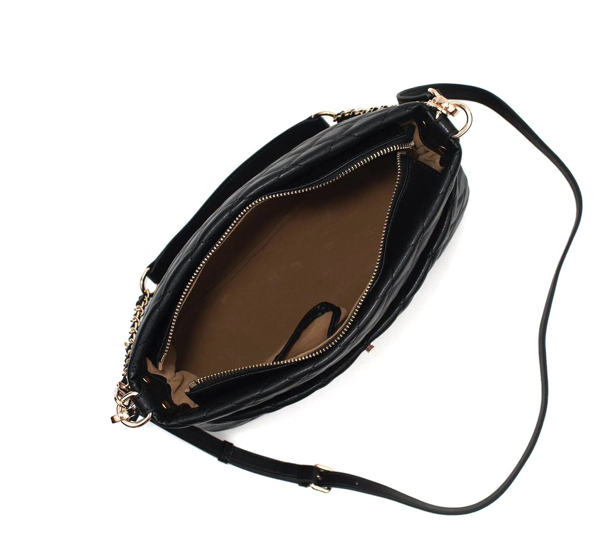 Koi Quilted Vegan Leather Shoulder Bag | Black