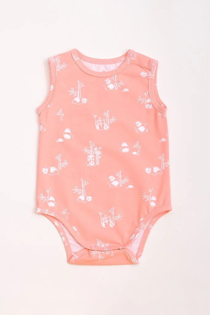 Kyle Onesie - Coral Bamboo Pandas