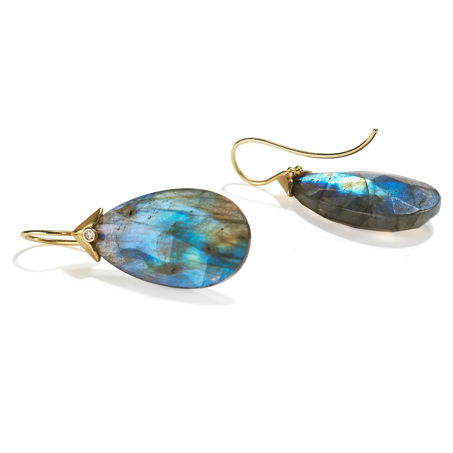 Labradorite & Diamond Drop Earrings