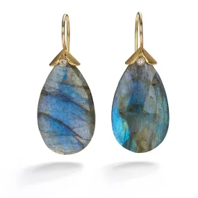 Labradorite & Diamond Drop Earrings